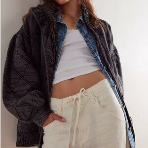 Free People Juno Bomber Jacket Size  XS Black NWOT!